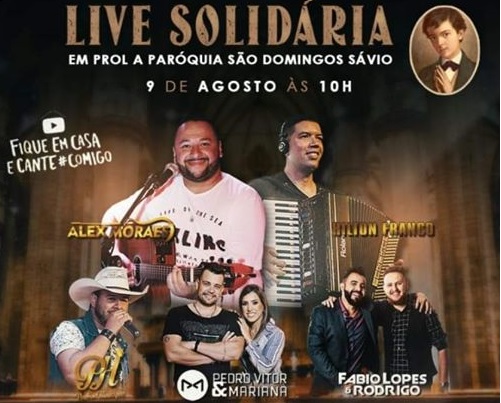 NESTE DOMINGO TEM LIVE SOLIDÁRIA DA PARÓQUIA SÃO DOMINGOS SÁVIO