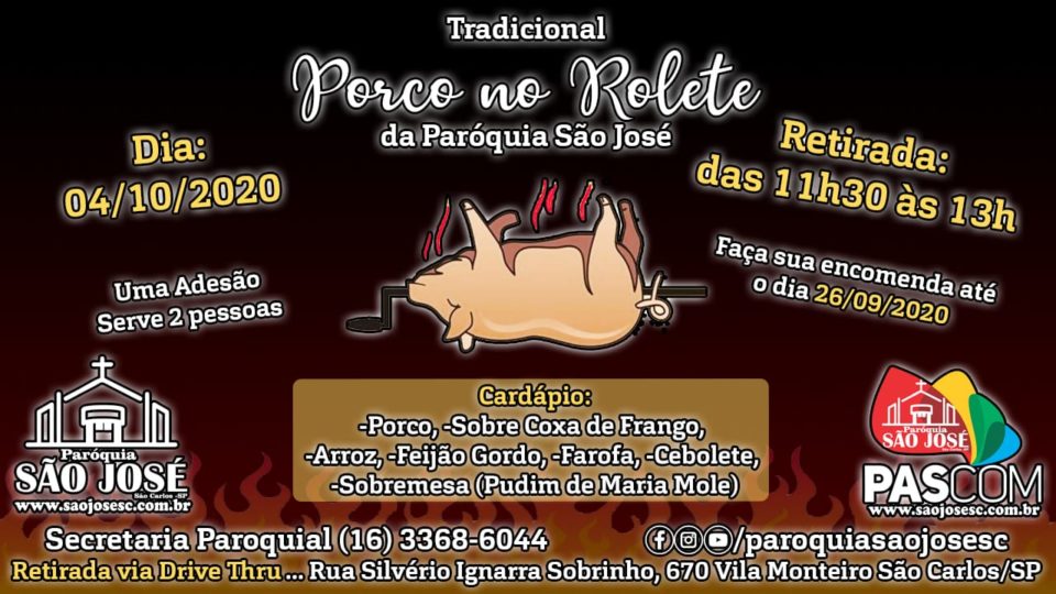 Porco no Rolete da Paróquia São José de São Carlos