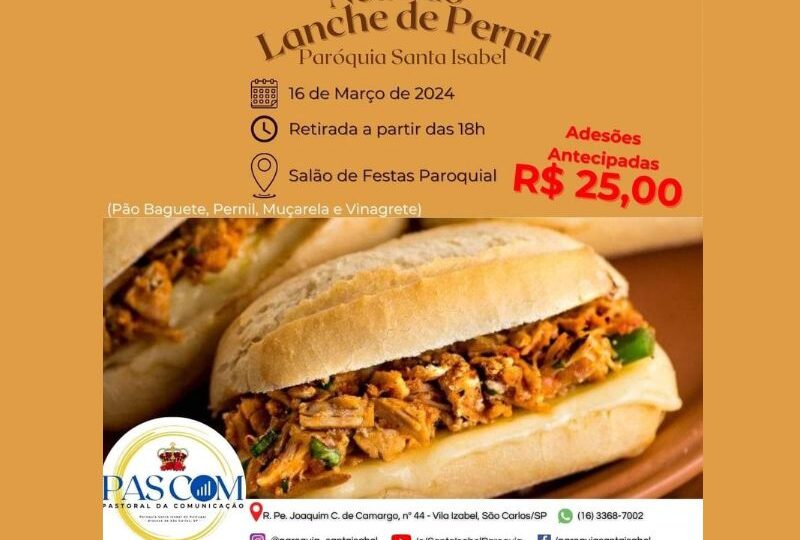 Paróquia Santa Isabel promove Noite do Lanche de Pernil