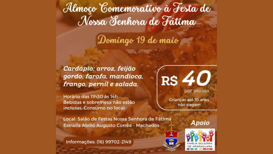 Almoço comemorativo à festa de Nossa Senhora de Fátima