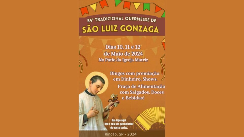 Tradicional quermesse de São Luiz Gonzaga será de 10 a 12 de maio em Rincão