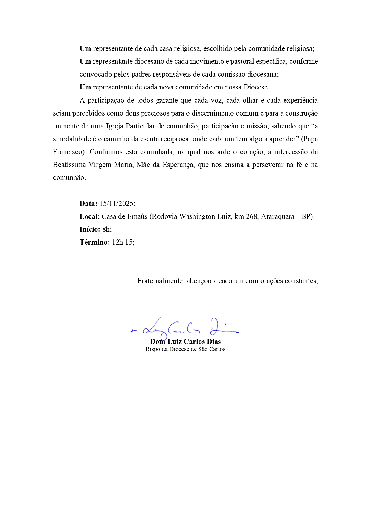 Carta Dom Luiz